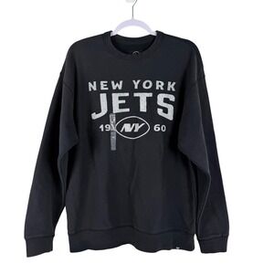 47 Brand Mens New York Jets Crewneck Sweatshirt Black Medium NFL Football NEW‎